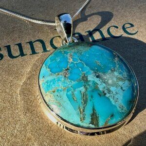 Sundance $258 NEW Kingman Turquoise Sterling Silver 18" Chain Pendant Necklace